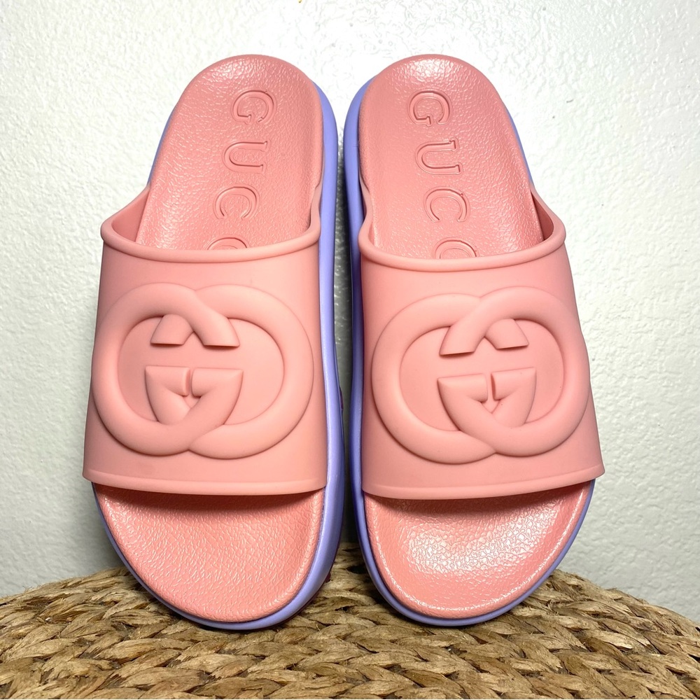 Gucci platform slide sandals purple pink